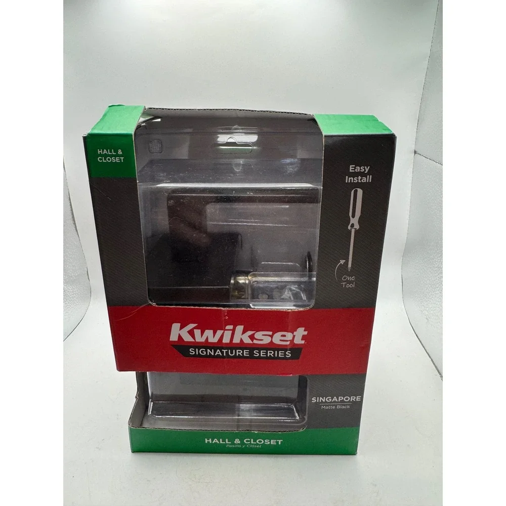 Kwikset Signature Series Singapore Hall Closet Door Lever Matte Black 97201-114